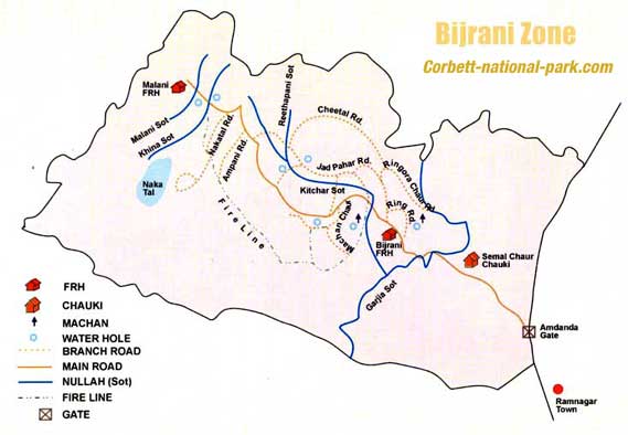 Bijrani Zone Map, Corbett