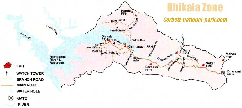 Dhikala Zone Map, Corbett